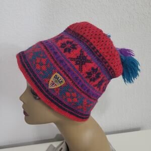 Dale of Norway Knit Wool Beanie Hat Ski Cap Fair Isle Nordic Tassels Womens OS